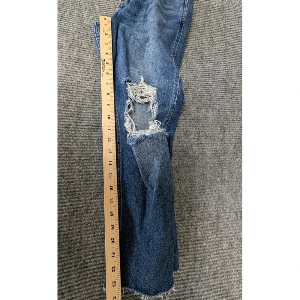 Hollister Curvy High Rise Mom Jeans Womens 5S 27x25 Blue Distressed Grunge Indie